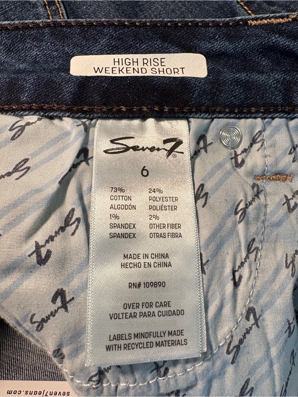 NWT Seven7 High Rise Weekend Denim Shorts Size 6 5” Inseam Stretch Blue - Picture 4 of 4